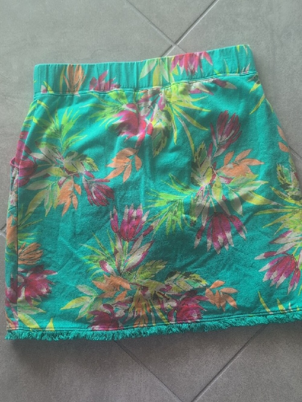 Belle by Kim Gravel Turquoise Floral Mini Skirt with Pink and Orange Accents - Picture 5 of 6